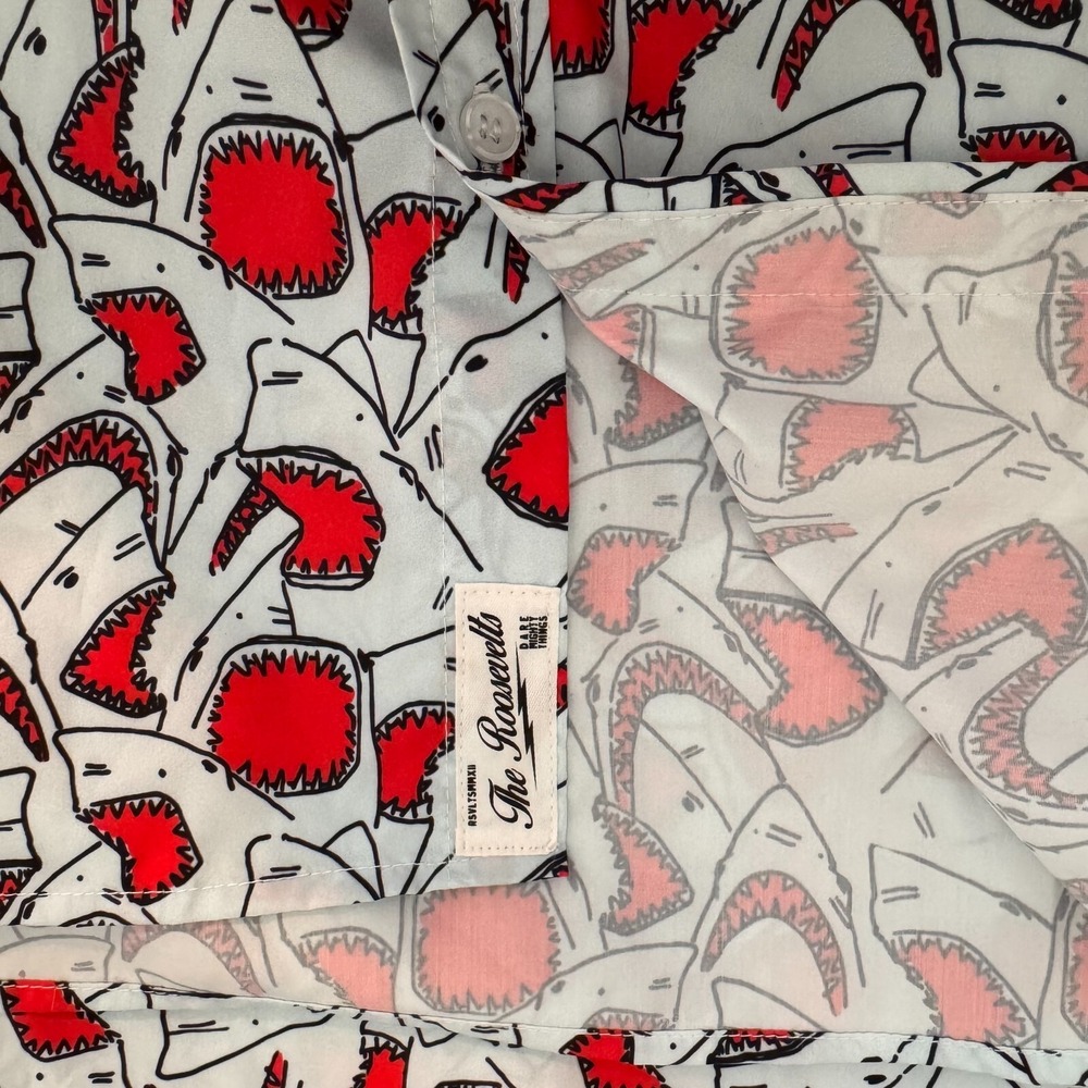 New RSVLTS Shirt Mens XXL Red Great White Shark Jaws KUNUFLEX Short Sleeve - Picture 12 of 13